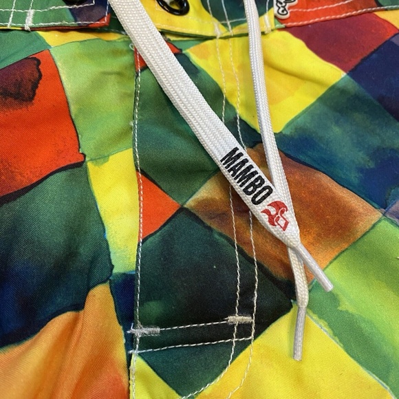 Mambo Australia Men Size M Swim Trunks Multi-Color Tiles Side Pocket NWT $48 - Picture 8 of 16